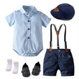 Baby Boys Gentleman Outfit Striped Suit Set With 7 Pieces