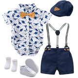 Baby Boys Gentleman Outfit Striped Suit Set With 7 Pieces