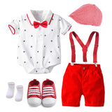 Baby Boys Gentleman Outfit Striped Suit Set With 7 Pieces