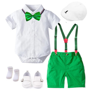 Baby Boys Gentleman Outfit Striped Suit Set With 7 Pieces