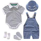 Baby Boys Gentleman Outfit Striped Suit Set With 7 Pieces