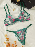 2 Piece Embroidered Sheer Lingerie Set