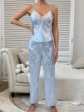 Silk Pajamas Set Elegant Blue