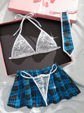 4 PCs Sexy School Uniform Exotic Apparel Sensual Lingerie