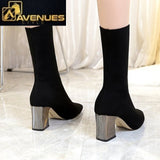 Women Chunky High Heels Pointed Shoes