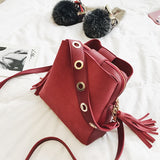 Women Bucket Tassel Messenger Bag