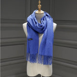 solid color Unisex tassel long scarf