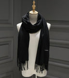 solid color Unisex tassel long scarf