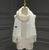 solid color Unisex tassel long scarf