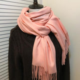 solid color Unisex tassel long scarf