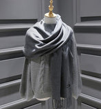 solid color Unisex tassel long scarf