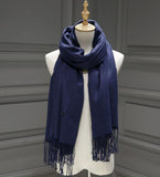 solid color Unisex tassel long scarf