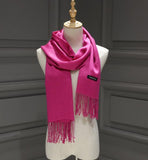 solid color Unisex tassel long scarf