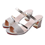 Women Square High Heel Sandals