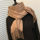 solid color Unisex tassel long scarf