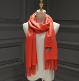 solid color Unisex tassel long scarf