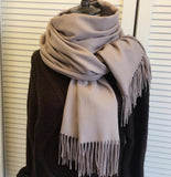 solid color Unisex tassel long scarf