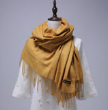 solid color Unisex tassel long scarf