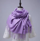 solid color Unisex tassel long scarf