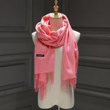 solid color Unisex tassel long scarf