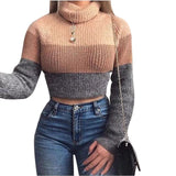 Long-sleeved striped knitted pullover blouse