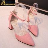 Women High Heels Flock Pointed Sandals