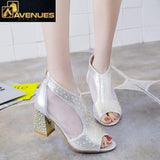 Women Leather High Thick Heel