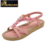 Women Flowers Flat Rhinestones Sandals