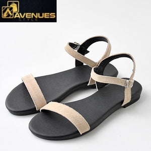 Women Flat Cow Suede Comfortable Sandals