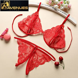 Women Lace Strappy Sexy Lingerie Set