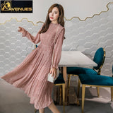 Slim Waist Chiffon A-line Long Dress