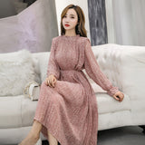 Slim Waist Chiffon A-line Long Dress