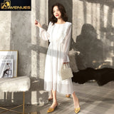 Female Long A-line White Dress