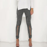 LACE UP SUEDE LEATHER PANTS