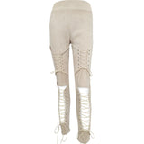 LACE UP SUEDE LEATHER PANTS