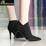 Woman High Heels Leather Ankle Boots