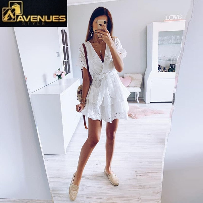 Women Short Sleeve Sundress Sexy
