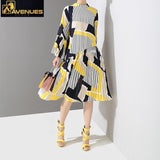 Women Striped Printed Loose Dress