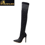 Runway Crystal Stretch Fabric Sock Boots