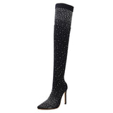 Runway Crystal Stretch Fabric Sock Boots