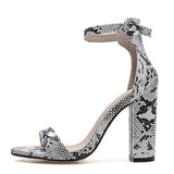 Women Ankle Strap Snake Print Sandals