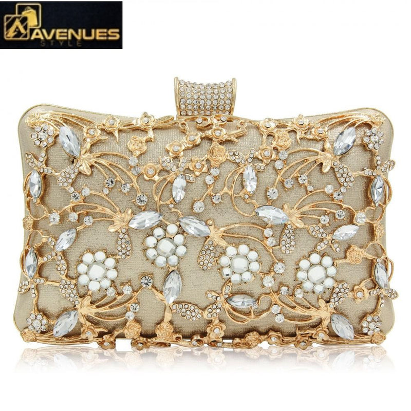 Golden Wedding Shiny Shoulder Chain Metal Evening Clutch Bag For Women -  FRANDELS