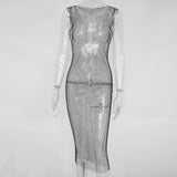 Women Crystal Diamond Bodycon Dress