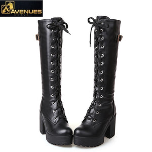 Women Square Heel High Boots