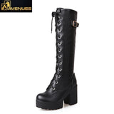 Women Square Heel High Boots