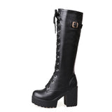 Women Square Heel High Boots