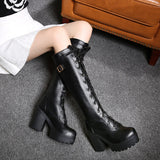 Women Square Heel High Boots