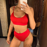 Women's Sexy Swimwear High Waist Bikini Two-Pieces Bikini Set