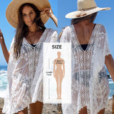 Crochet Cover Up With Fringe Trim Hollow Tunic Beachwear