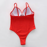 Push Up Bodysuit One Piece Strap High Cut Ribbed Swimwear